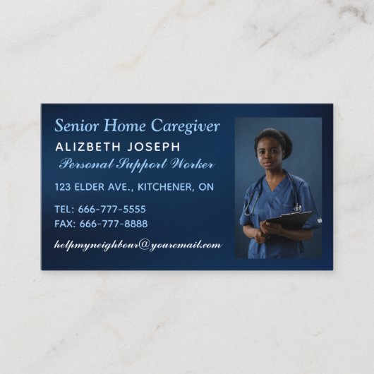 Carte De Visite Aide au soignant photo de l'adjoint QR Code (Devant)