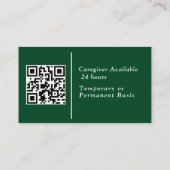 Carte De Visite Aide au soignant photo de l'adjoint QR Code (Dos)