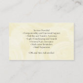 Carte De Visite Aide aux aînés Services floraux (Dos)