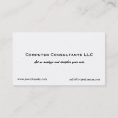 Carte De Visite Aide B/W d'ordinateur (Dos)