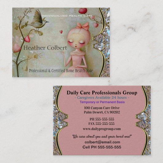 Carte De Visite Aide Carrie Birdy (Devant / Derrière)