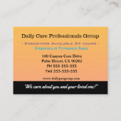 Carte De Visite Aide Casquette de papillon pour fille de carrière (Dos)