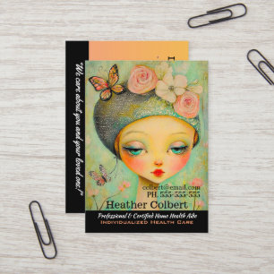 Carte De Visite Aide Casquette de papillon pour fille de carrière