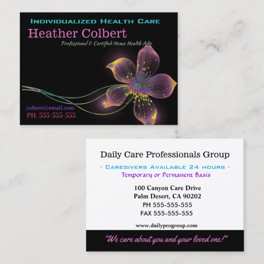 Carte De Visite Aide Floriale de carrière (Devant / Derrière)