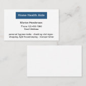 Carte De Visite Aide Médicale de soins à domicile (Devant / Derrière)