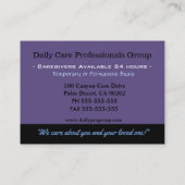 Carte De Visite Aide sur les champs Lavender de l'aidant professio (Dos)