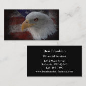 Carte De Visite Aigle à tête blanche américaine sur drapeau (Devant / Derrière)