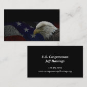 Carte De Visite Aigle à tête blanche américaine sur drapeau (Devant / Derrière)