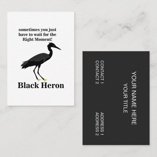 Carte De Visite Aigrette Héron Noir Oiseaux Faune (Devant / Derrière)