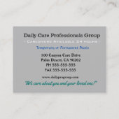 Carte De Visite Aiguille de réconfort II (Dos)