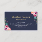 Carte De Visite Aiguille rose Tropical Floral Navy Bleu (Dos)