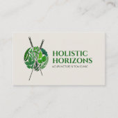 Carte De Visite Aiguilles d'acupuncture, Herbes et Feuilles (Devant)