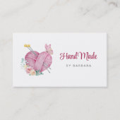 Carte De Visite Aiguilles de Tricot de coeur en fils mignons (Devant)