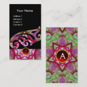 CARTE DE VISITE AILE ABSTRAITE, MONOGRAMME D'ÉTOILES ROUGES (Devant / Derrière)