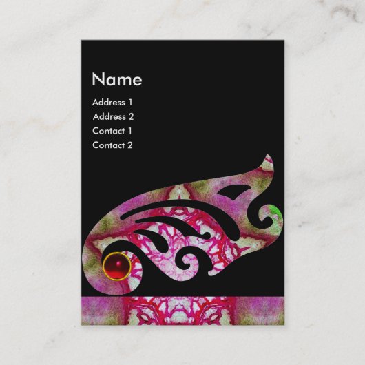 CARTE DE VISITE AILE ABSTRAITE, MONOGRAMME D'ÉTOILES ROUGES (Devant)