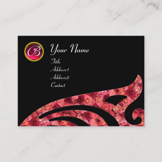 Carte De Visite AILÉ STYLÉE 2 MONOGRAMME, ROUGE RUBIS, rose fuchsi (Devant)