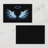 Carte De Visite Ailes d'angle brillant bleu sur arrière - plan noi (Devant / Derrière)