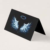 Carte De Visite Ailes d'angle brillant bleu sur arrière - plan noi (Devant)