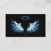 Carte De Visite Ailes d'angle brillant bleu sur arrière - plan noi (Devant)