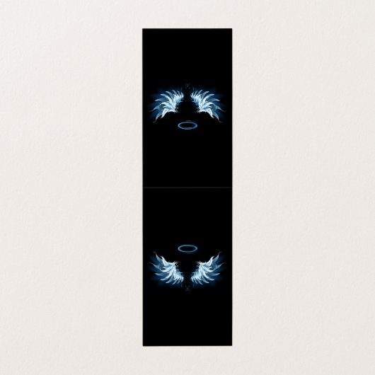 Carte De Visite Ailes d'angle brillant bleu sur arrière - plan noi (Extérieur déplié)