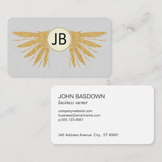 Carte De Visite Ailes d'or / Monogramme (Devant / Derrière)