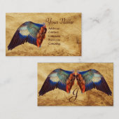 Carte De Visite AILES D'UN ROULEUR SUR UN MONogramme DE PARCHEMENT (Devant / Derrière)