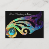 Carte De Visite AILES ÉLÉGANTES MONOGRAMME, BLEU d'AQUA, sarcelle (Dos)