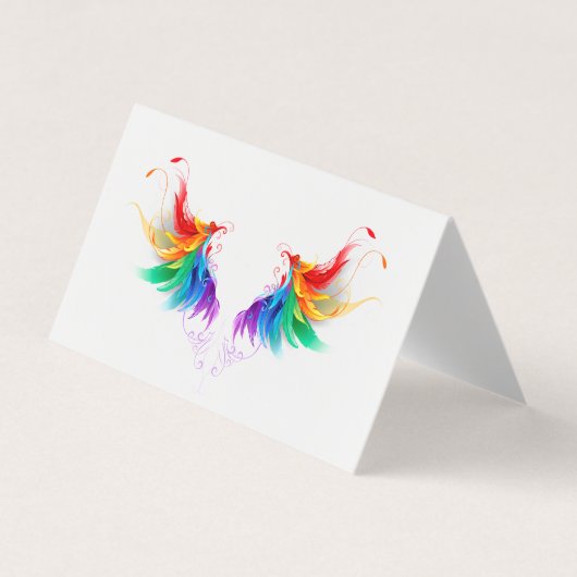 Carte De Visite Ailes fluffy arc-en-ciel (Devant)