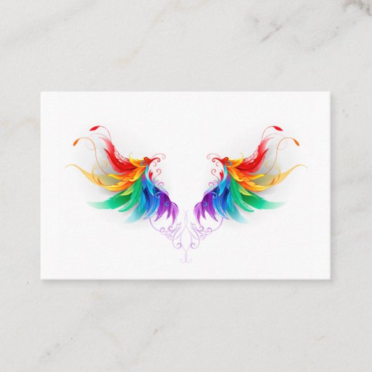 Carte De Visite Ailes fluffy arc-en-ciel (Devant)