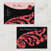 Carte De Visite AILIER STYLÉ 2 MONOGRAMME, ROUGE RUBIS, rose fuchs (Devant / Derrière)