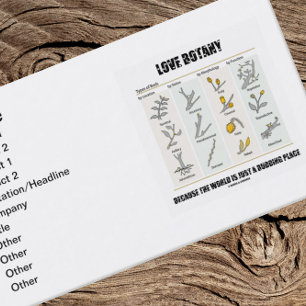 Carte De Visite Aimer La Botanique Parce Que Le Monde Est Juste Un