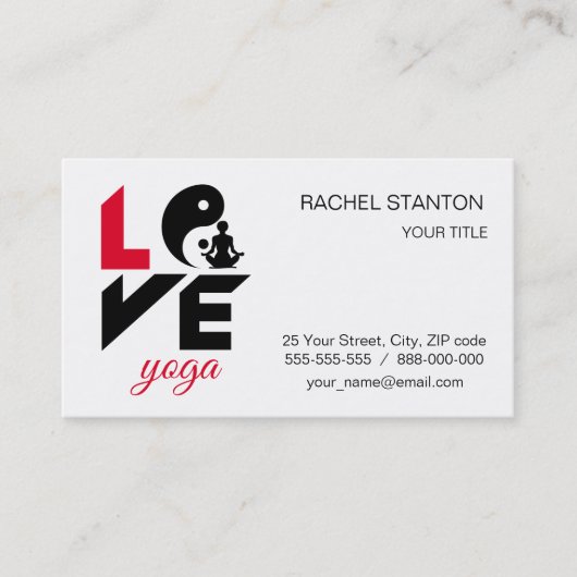 Carte De Visite Aimer le yoga (Devant)
