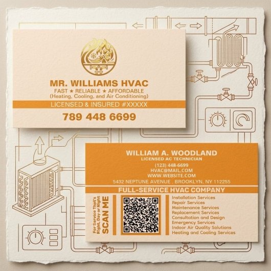 Carte De Visite Air Conditioning Heating and Cooling | Orange HVAC