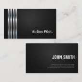 Carte De Visite Airline Pilot Professional Black Silver (Devant / Derrière)