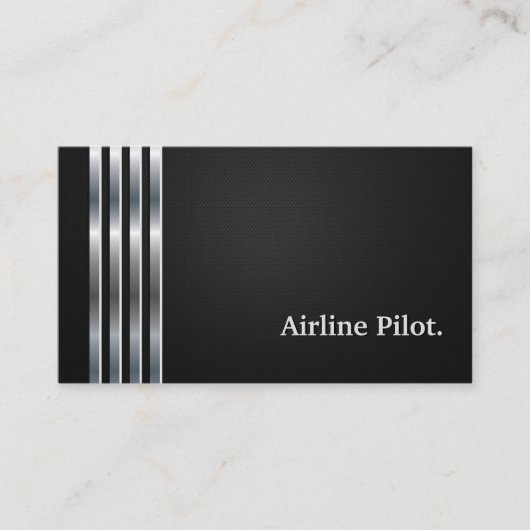 Carte De Visite Airline Pilot Professional Black Silver (Devant)