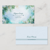 Carte De Visite Airy Eucalyptus Turquoise et Gold Botanique (Devant / Derrière)