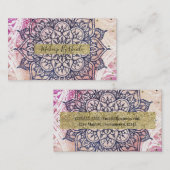 Carte De Visite Airy Mandala Happy Pink Purple Yellow (Devant / Derrière)