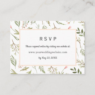 Carte De Visite Airy Pink fleurs sauvages mariage RSVP site en lig