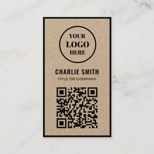 Carte De Visite Ajouter Code QR Ou Logo L Script Rustique Moderne (Devant)