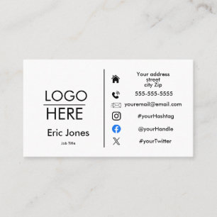 Carte De Visite ajouter le logo BUSINESS LOGO et médias sociaux Bu