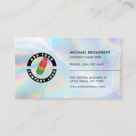 Carte De Visite Ajouter le logo de l'entreprise Holographic Profes (Devant)