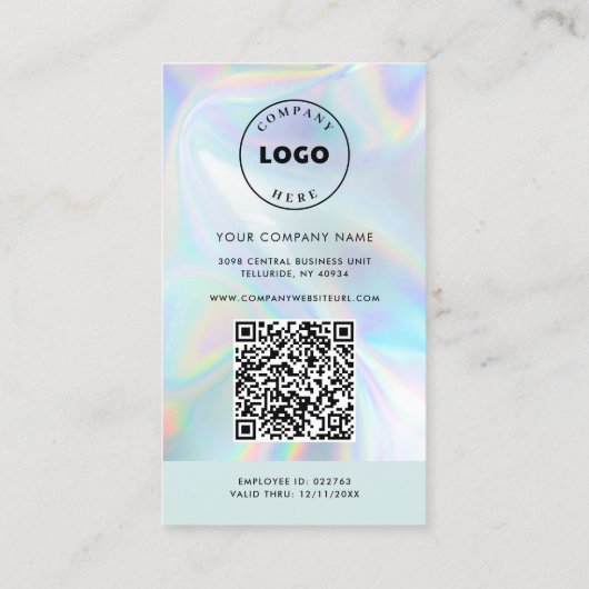 Carte De Visite Ajouter le logo QR Code photo de l'employé (Dos)
