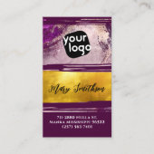 Carte De Visite Ajouter Logo & Code QR Modern Gold Purple Personna (Devant)