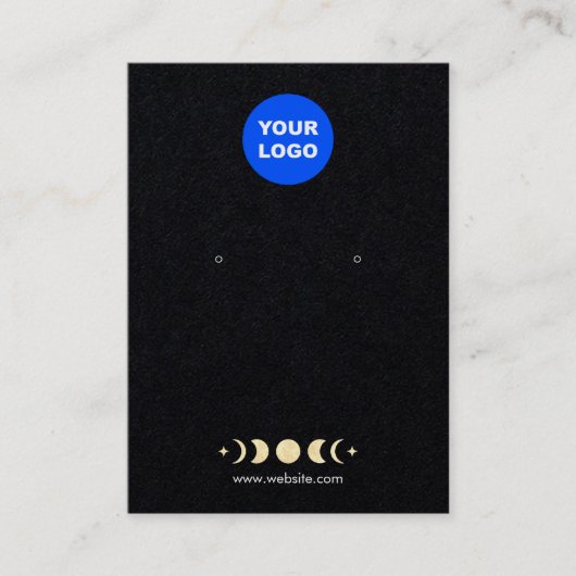 Carte De Visite Ajouter Logo Lune Or Phase Écran Noir d'oreille (Devant)