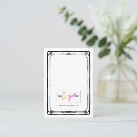Carte De Visite Ajouter Logo Main Drawn Frame Earrings Display Car (Debout devant)