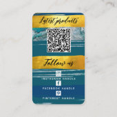 Carte De Visite Ajouter Logo QR Code & Social Media Gold Jade Gree (Dos)