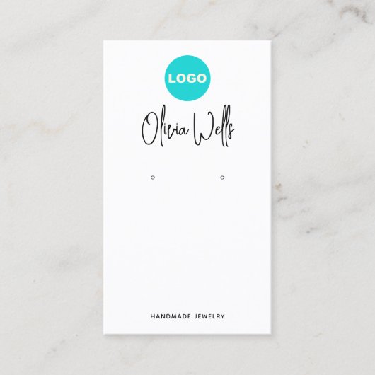 Carte De Visite Ajouter Logo Signature Script Bijoux à oreille bla (Devant)