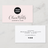 Carte De Visite Ajouter Logo Signature Script Light Pink Social Me (Devant / Derrière)