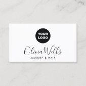 Carte De Visite Ajouter Logo Signature Script White Social Media (Devant)