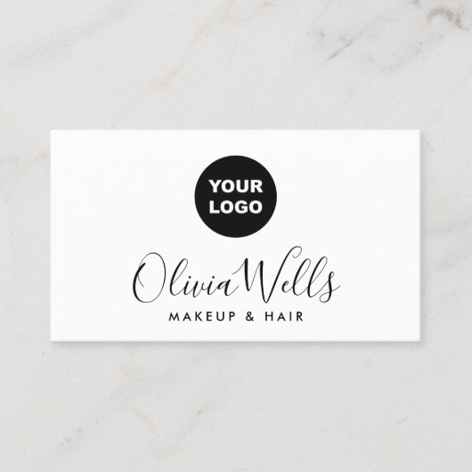 Carte De Visite Ajouter Logo Signature Script White Social Media (Devant)